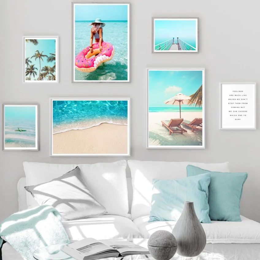 

Nordic Landscape Beach Palm Tree Bridge Posters and Prints Canvas Painting Wall Art Pictures Kids Living Room Home Decoration