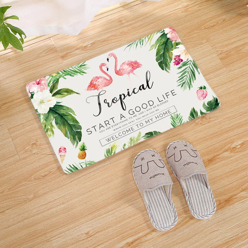 Красивый коврик для двери с тропическим фламинго пальмовый лист цветок ананас