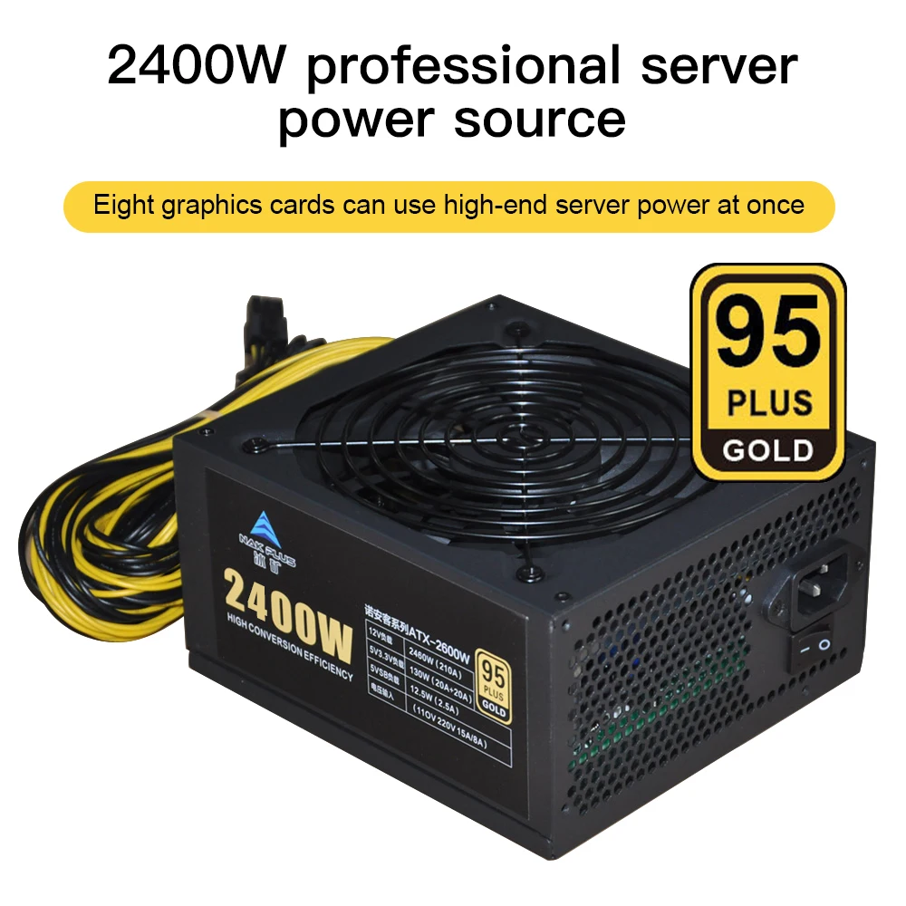 Источник питания для майнинга 4U блок 110 В 240 в ATX 2000 Вт 2400 2600 BTC ETH 10X 6Pin поддержка