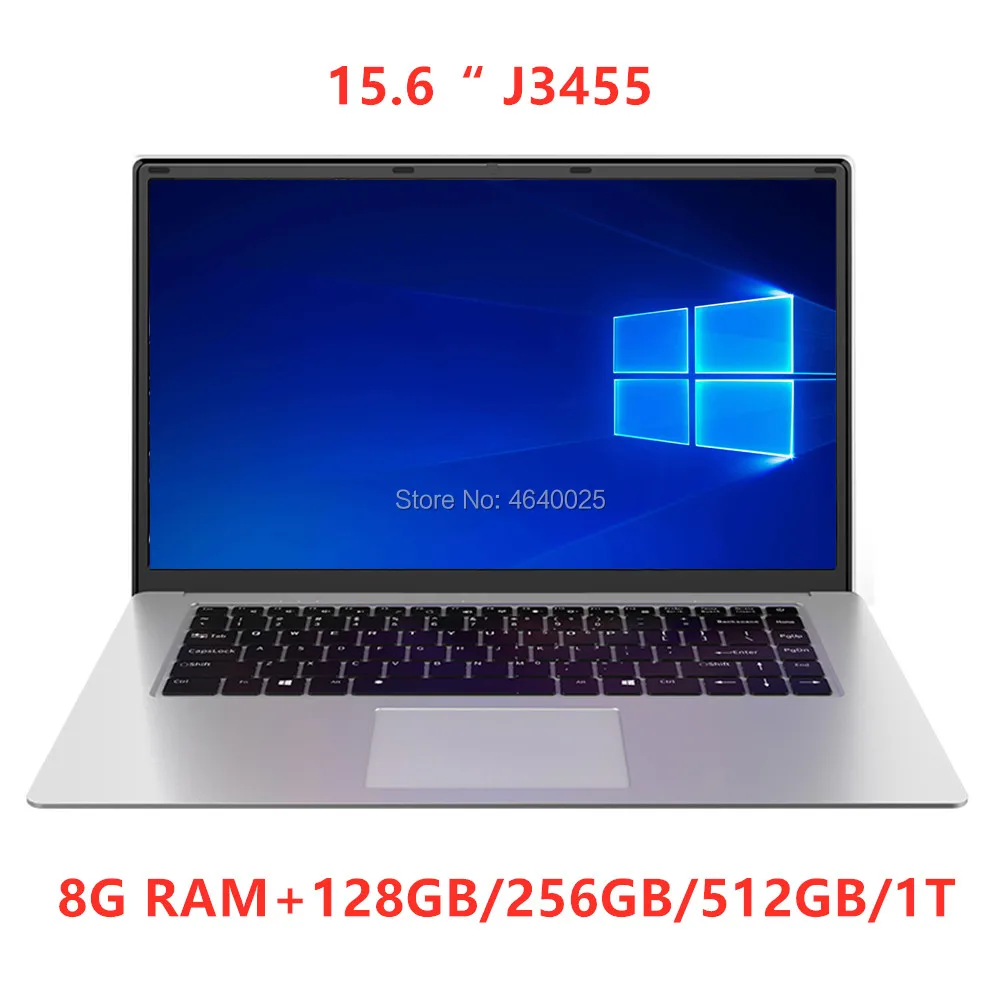 2021NEW 15.6 inch Student Laptop intel J3455 Quad Core 8GB RAM 128GB 256GB 512GB SSD Notebook Ultrabook IPS 1920x1080 Netbook