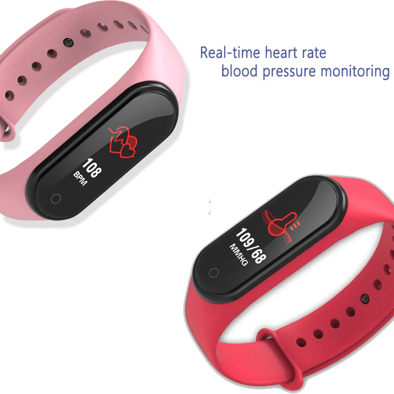 Smart Fitness Bracelet M4 Tracker Waterproof Pedometer Blood Pressure Watch Support Multi-Languauge Wristband For Men Women Kids