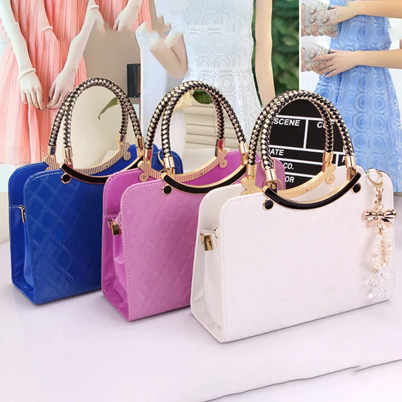 

Luxury Simple Shells Leather Handbag Famous Brands Designer Female Tide Knitting Shoulder Bag Women Messenger Bag