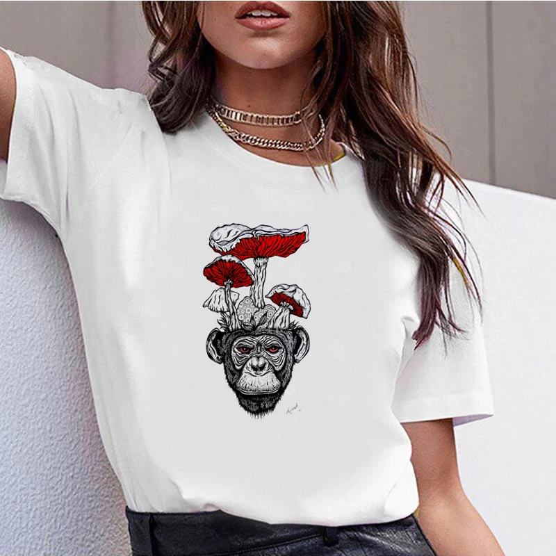 738118_T Shirt Casual O-Neck Short Sleeves Women T-shirt Hipster Cool Graphic Tee |