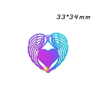 20pcslot 3334mm gradient color wings heat shapestainless steel pendants rainbow color ultrathin charms