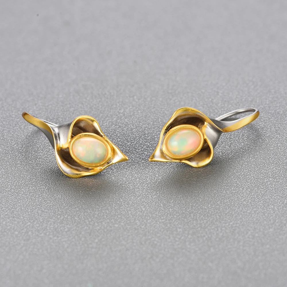 Top quality opal earrings natural gemstone fine jewelry 925 sterling silver unique design for girls fine jewelry tbj promotion