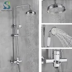 Дождевой смеситель для душа из матовой хромированной латуни, водопроводная Душевая система в ванную комнату, ручной смеситель, кран для горячей и холодной воды