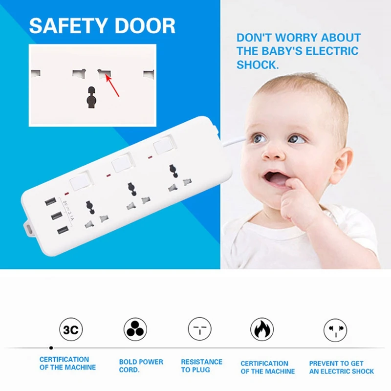 Сетевой фильтр с 3 розетками шнур для смартфонов планшетов Офисная вилка