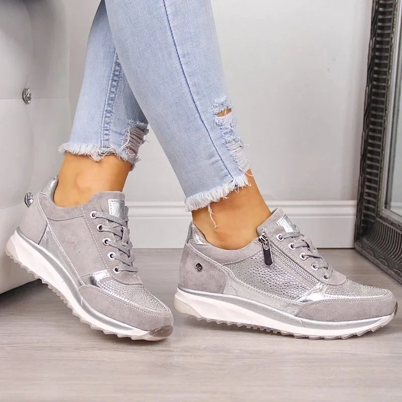 

My-Love Women Fashion British high-rise Sneakers Zipper Platform Trainers Casual Lace-Up ShoesTenis Feminino Zapatos De Mujer