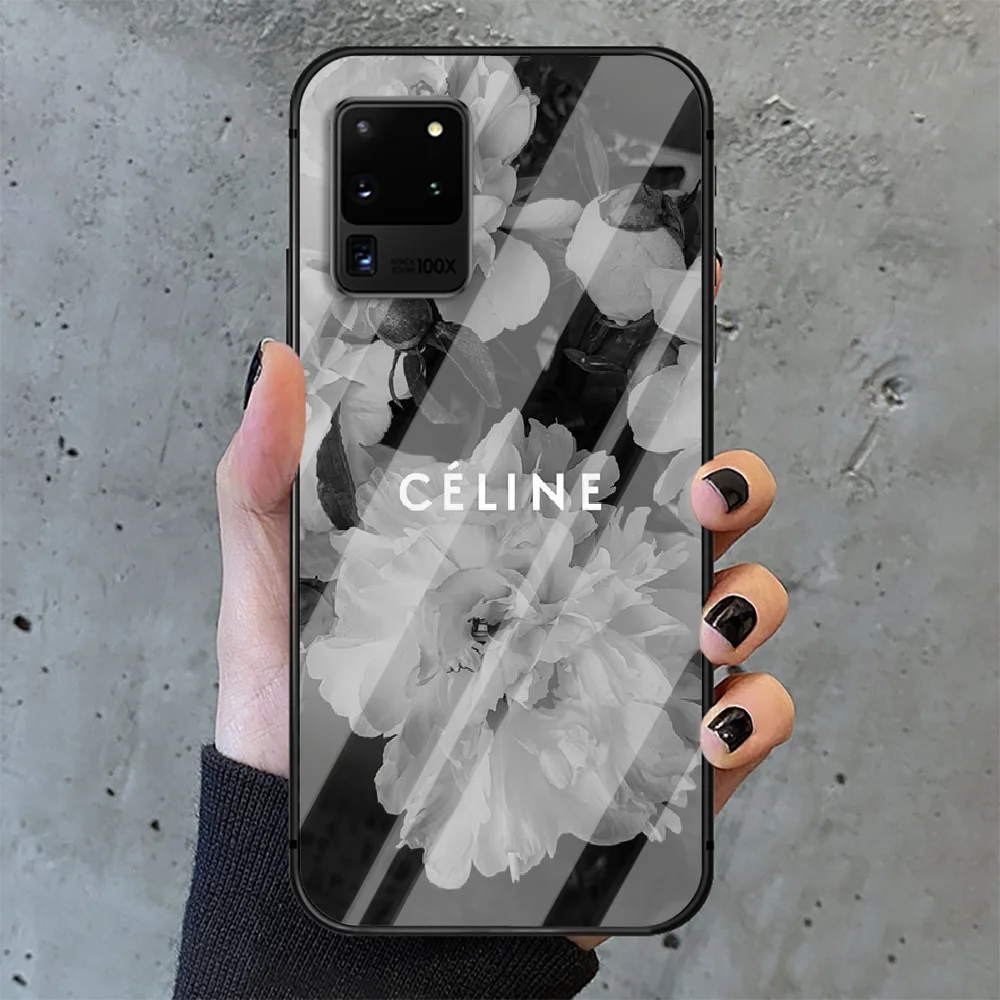 

French Luxury CELINS Phone Tempered Glass Case Cover For Samsung Galaxy S Note 5 6 9 10 10E 20 21 FE Plus Uitra Coque Funda