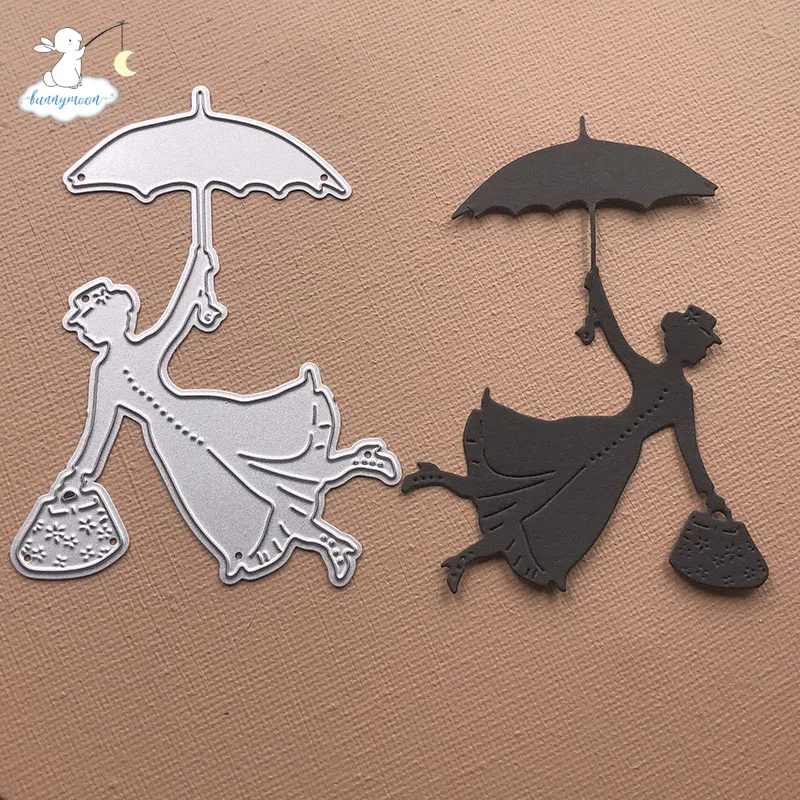 Bunnymoon женщина с зонтиком металлический Трафаретный вырубной штамп трафарет
