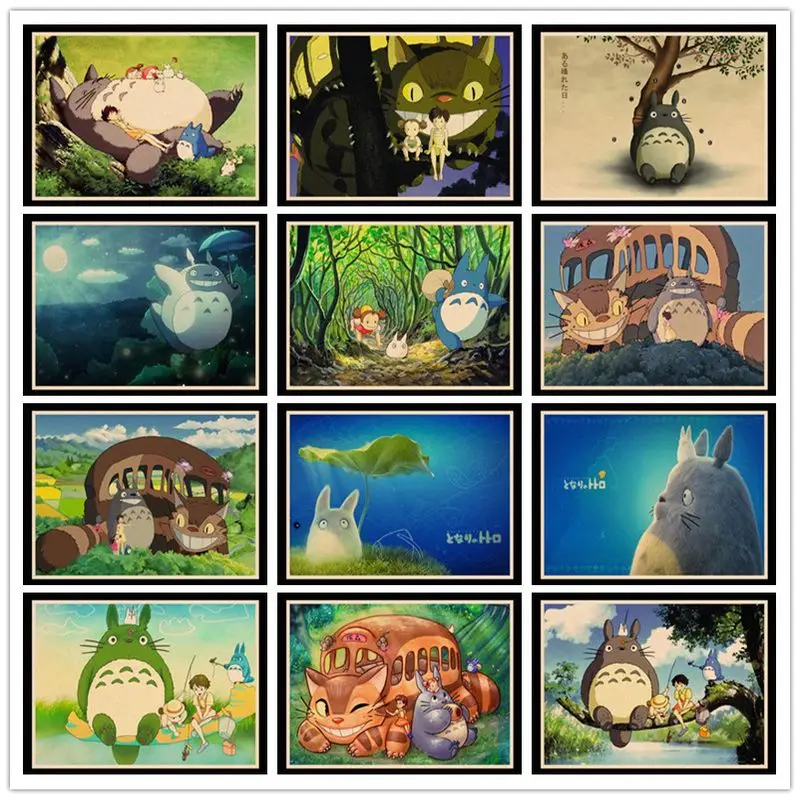 Идеальные винтажные постеры JL Totoro для дома/бара/гостиной Декор крафт-бумага