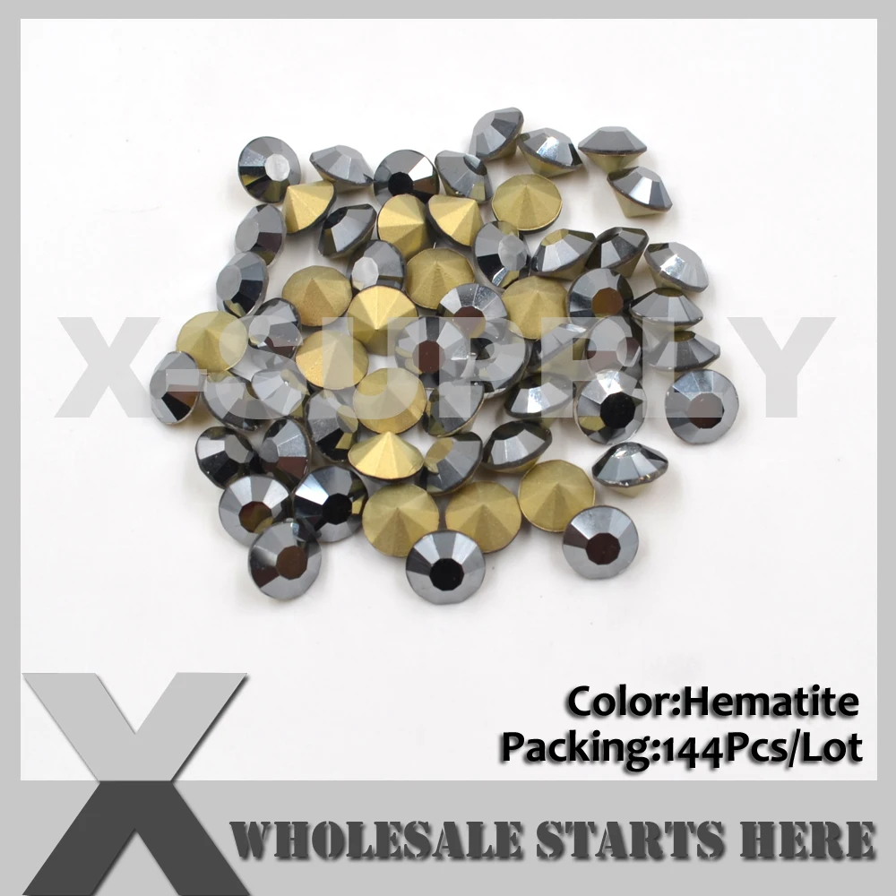 

SS38(8mm) Hematite Loose Rhinestone,Pointed Sharp Back,Used for Single Metal Setting,Cup Chain Decorations,144pcs/lot