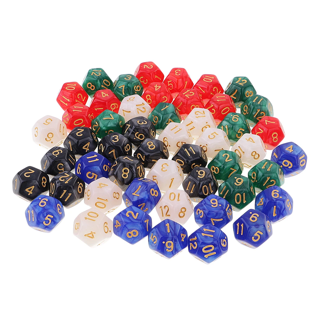 

50pcs Colorful 12 Sided D12 Dice for Playing D&D RPG Board