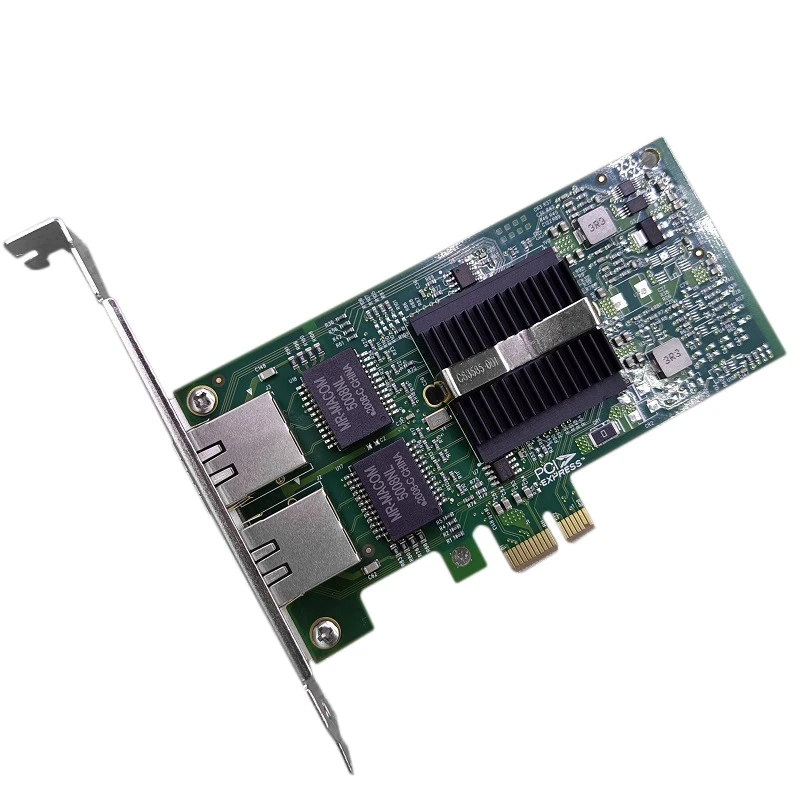 Компьютерная сетевая карта Настольная Pci-E Двухпортовая с чипом Intel82576 Поддержка