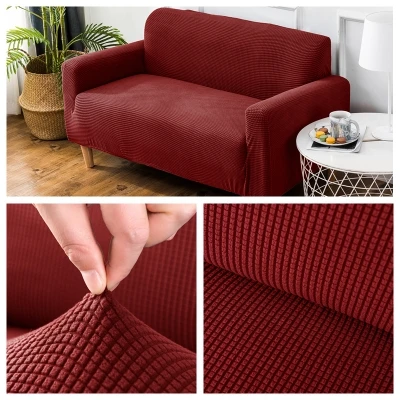 Red Эластичный чехол для дивана домашний декор Fundas Sofa Slipover высокое качество Бархатные чехлы для диванов для гостиной твердый секционный чехол для дивана - Цвет: Red
