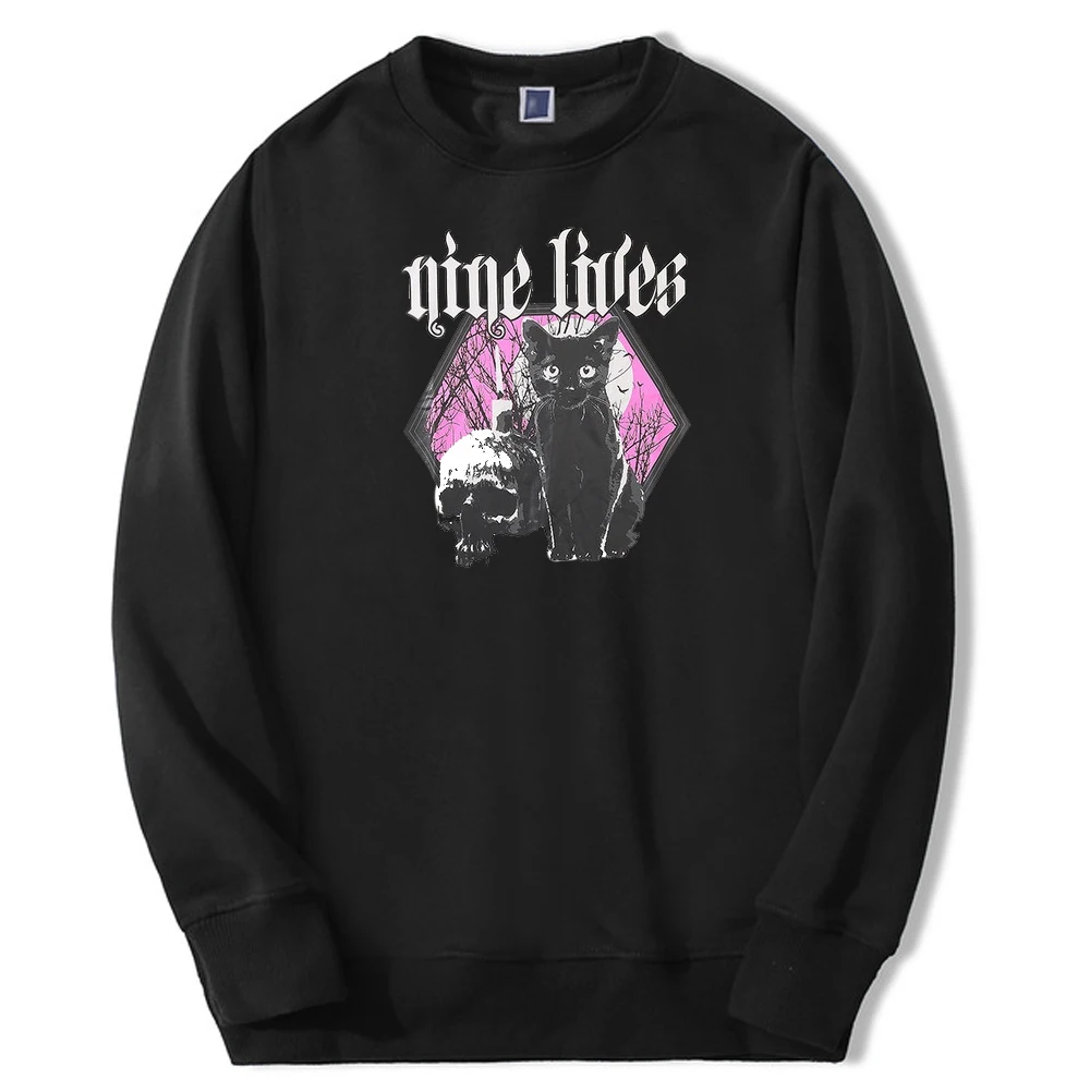

Gothic Funny Print Cat Autumn Winter Male Hip Hop Loose Hoodies Sweatshirt Harajuku Print Streetwear Male Breathable Sweatshirt