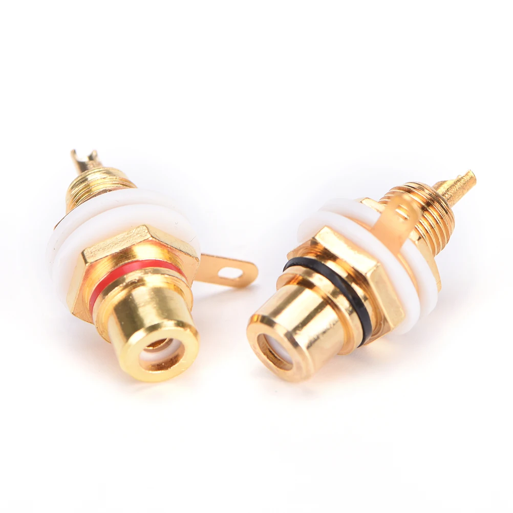 

10pcs Panel Mount Gold Plated RCA Female Plug Jack Audio Socket Amplifier Chassis Phono Connector With Nut Solder Cup
