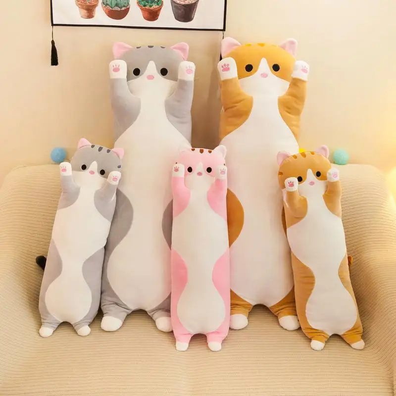 

50-150cm Long Cat Pillow Plush Toy Cute Soft Animal Office Rest Nap Cushion Pillow Home Decoration Children Girls Doll Gifts