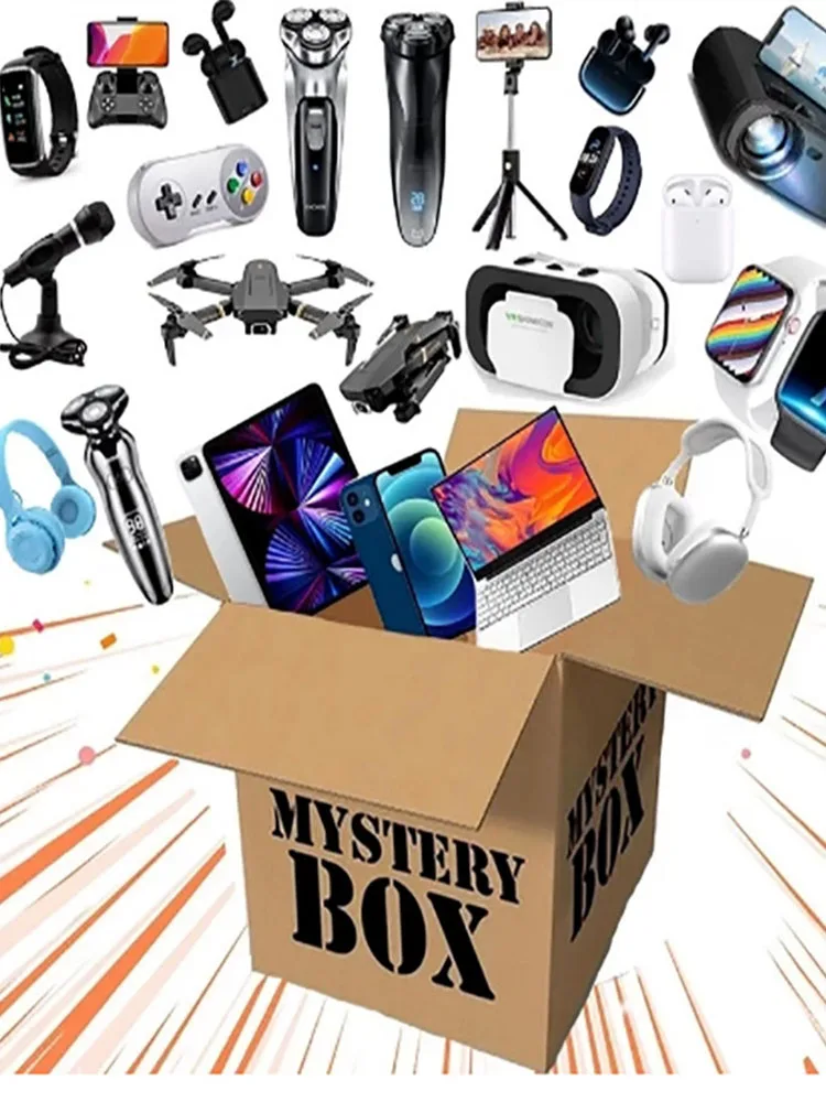 

Mystery Gift Box 100% Surprise Gift Electronic Products Mobile Phone, Camera, Drone, Random Items Lucky Gift Box Christmas Gift