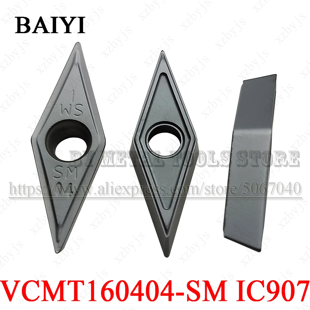 

10pcs Tungsten Carbide VCMT160404 SM IC907 Blade VCMT 331 Carbide Insert Lathe Tool VCMT 160404 Turning Insert