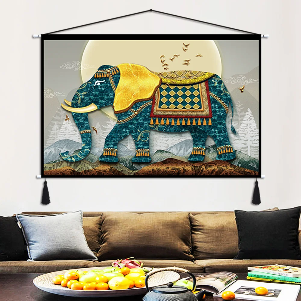 Художественный гобелен со слоном современный скандинавский красочный Мандала