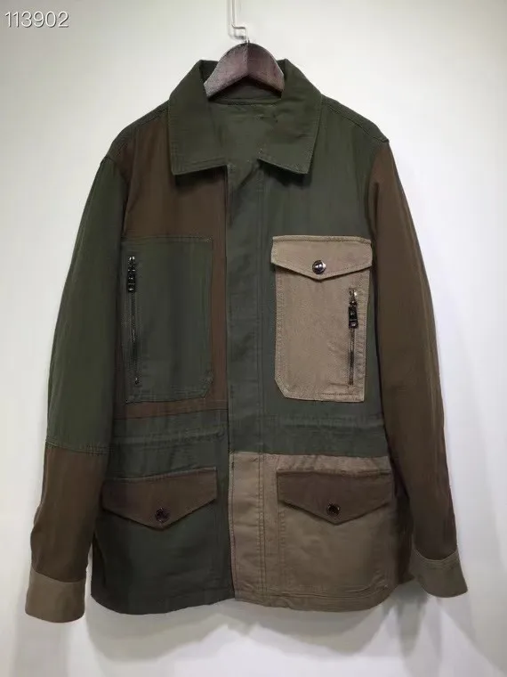 

Two Pieces Set Women Cotton Warm Jacket Safari Style Color Patchwork Drawstring Patch Design Ladies Turn-Down Collar Coats