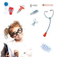 kids doctor role play costume dress up set with lab coat face mask stethoscope and 6 additional medical tools