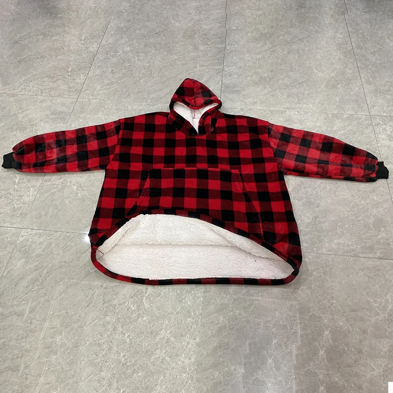 

NINE Winter Thick Comfy TV Hooded Blanket Sweatshirt Plaid Warm Fluffy Huge Blanket Adults and Children Soft Fleece Blankets