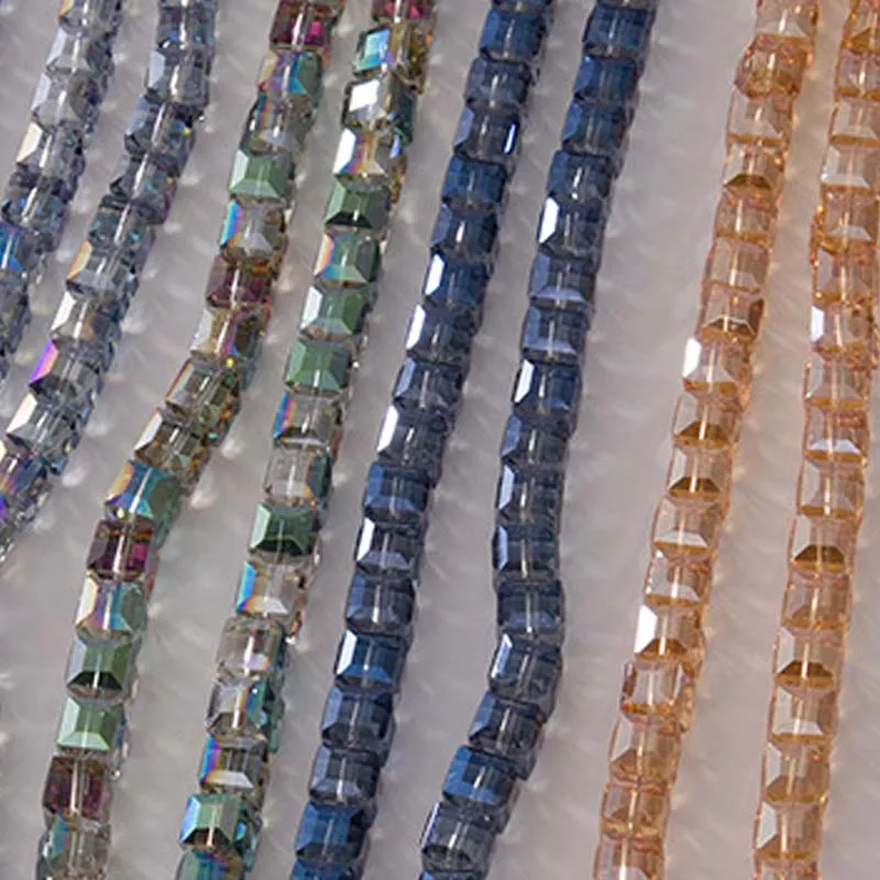 

Square Crystal Beads Cubic Clear AB Colorful Stone Glass Austrian Crystal Bead DIY Jewelry Making Findings Components Material
