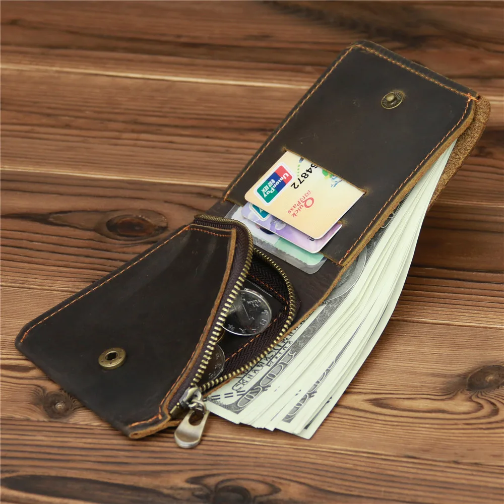 Real Leather Men Wallets Coin Pocket Purse Vintage Male Multi Function Crazy Horse Genuine Leather Man Wallet with Card Holders