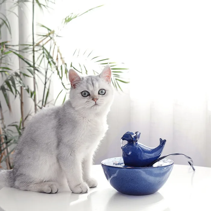 Cat Ceramic Water Fountain Automatic Pet Drinking Fountain Quiet Electric Automatic Circulation System Water Dispenser P7Ding