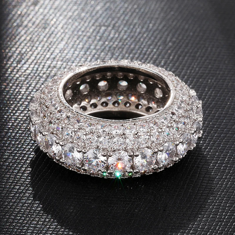 5 ряд теннис Iced Out Bling Full CZ Charm Hollow Tready медь кубический цирконий кольцо для мужчин