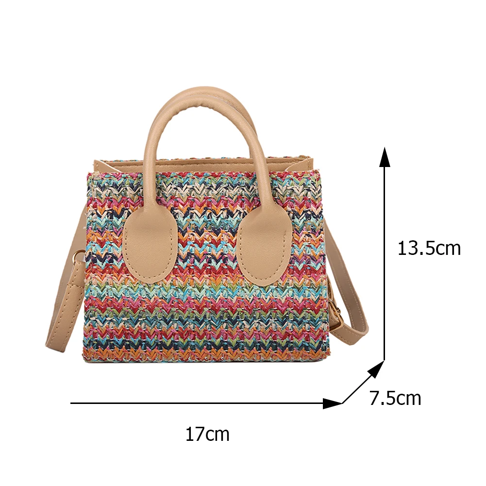 

Women's Bag Woven PU Leather Patchwork Stripe Pattern Bohemian Style Crossbody Shoulder Bags for Women Casual Ladies Handbags