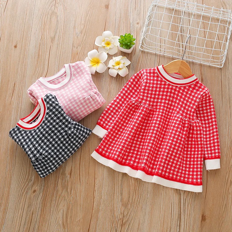 Новинка 2019 Свитера для маленьких девочек на осень и зиму модное платье свитер в