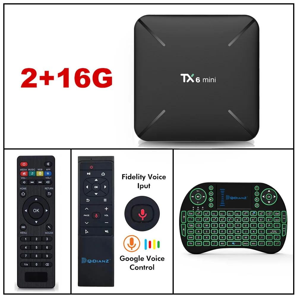 2G16G i8 voice DQiDianZ 4K tv BOX Android 9,0 TX6MINI 2 Гб 16 Гб четырехъядерный Allwinner Поддержка 2,4G беспроводной wifi TX6 Мини ТВ-приставка - Цвет: 2G16G i8 voice