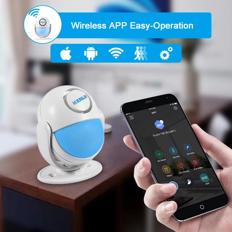 KERUI WI-FI 120dB дома охранной сигнализации Системы светодиодной вспышкой магазин запись Добро пожаловать перезвон сигнализации работает с Alexa Smart приложение