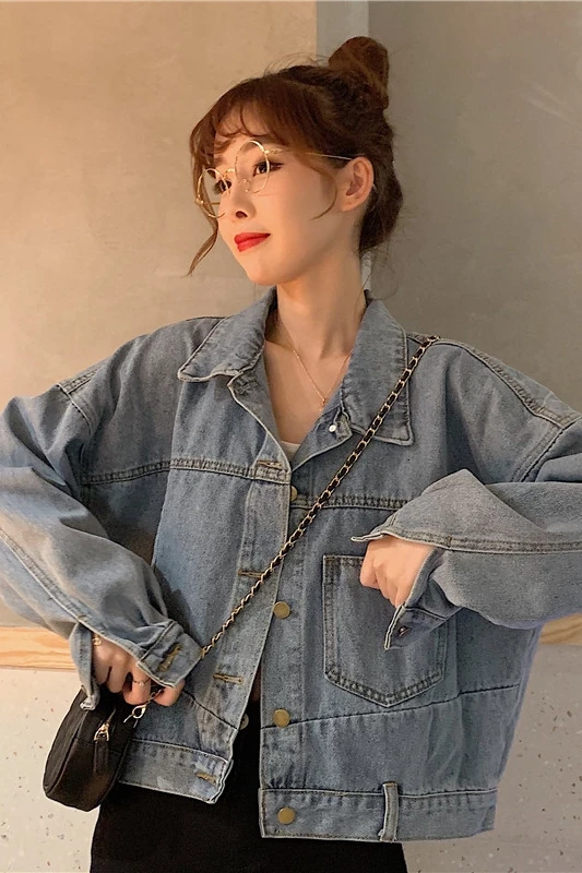 

Denim Jacket Women's Spring and Autumn Winter short short short man all-match 2020 new student long sleeve upper clothes