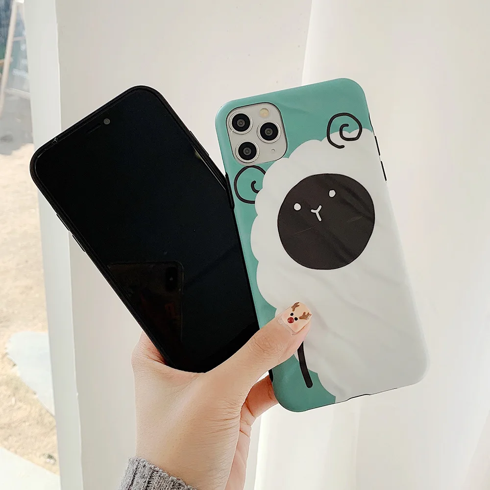 Cute Cartoon Sheep Phone Case For iPhone 11 Pro Max XR X XS 7 8 Plus Soft IMD Milk Skin Full Body Back Cover Bag | Мобильные