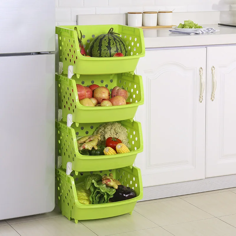 

Stackable Storage Baskets Vegetable Fruit Modern Reusable Storage Baskets Organizing Plastic Cesta Almacenaje Household EH50B