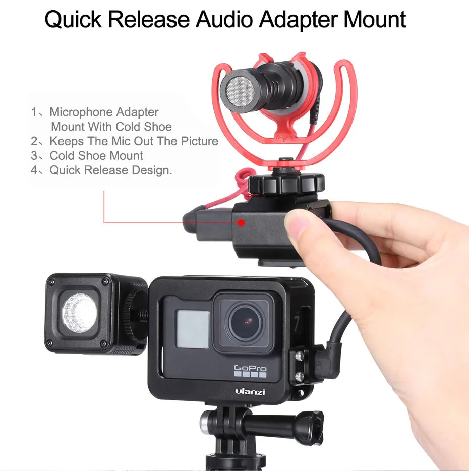 Ulanzi V3 Pro металлический Vlog чехол клетка для Gopro Hero черный 7 6 5 холодный чехол для обуви с батарея для микрофона адаптер микрофонный зажим для кабеля