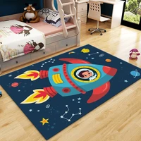 cartoon rocket space universe planet carpet kid boys rugs for living room play mat room flannel bedroom bedside carpet floor mat