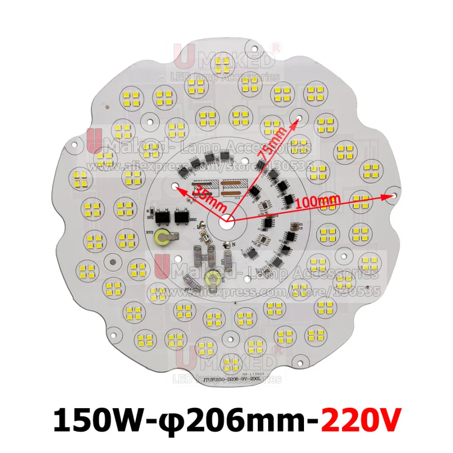100W 150W 200W AC 220V Led downlight Driverless led pcb with smd integrated IC driver for direct ac220v |