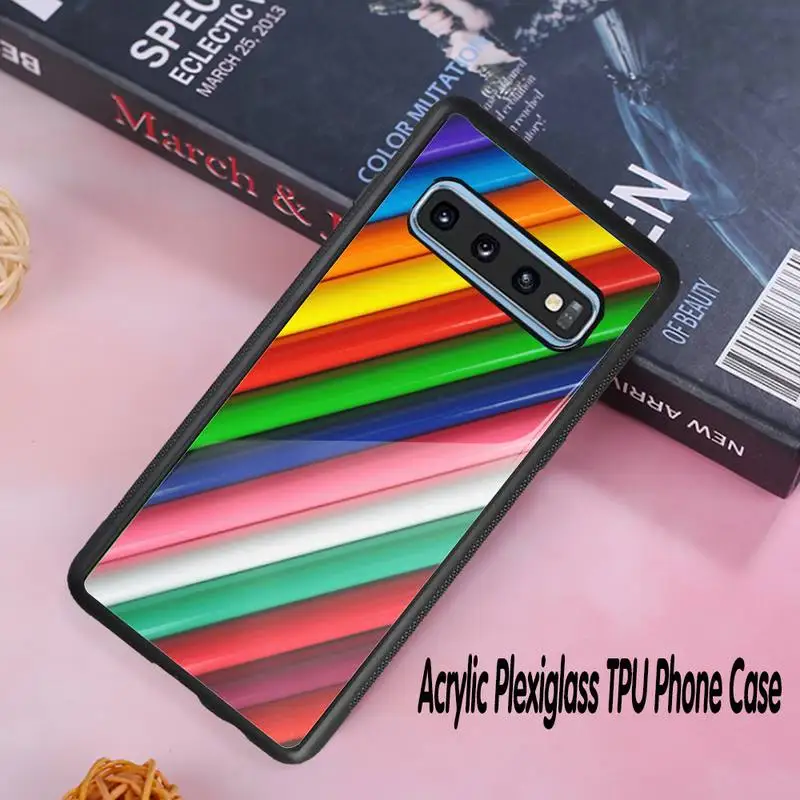 

Striped lattice Phone Case Acrylic Plexiglass TPU phone case For Samsung Galaxy S8 S9 S10 s10e S20 PLUS ULTRA S6edge