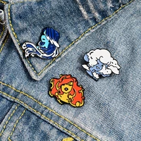 ins tide creative air clouds fire waves interesting natural elements girl brooches cartoon all match badge clothing accessories