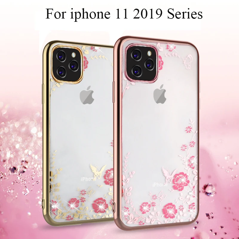 Блестящий Алмазный цветок чехол для iPhone 11 Pro Max Xs XR X 7 8 плюс 6 6s телефона iphone11 2019