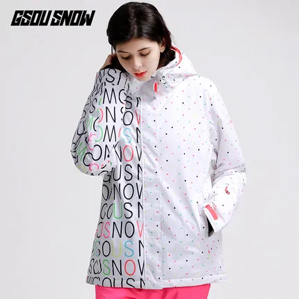 

GSOU SNOW Women Ski Jacket Snowboard Jacket Windproof Waterproof Thermal Dot Letter Style Clothing Outdoor Sport Wear Jacket New