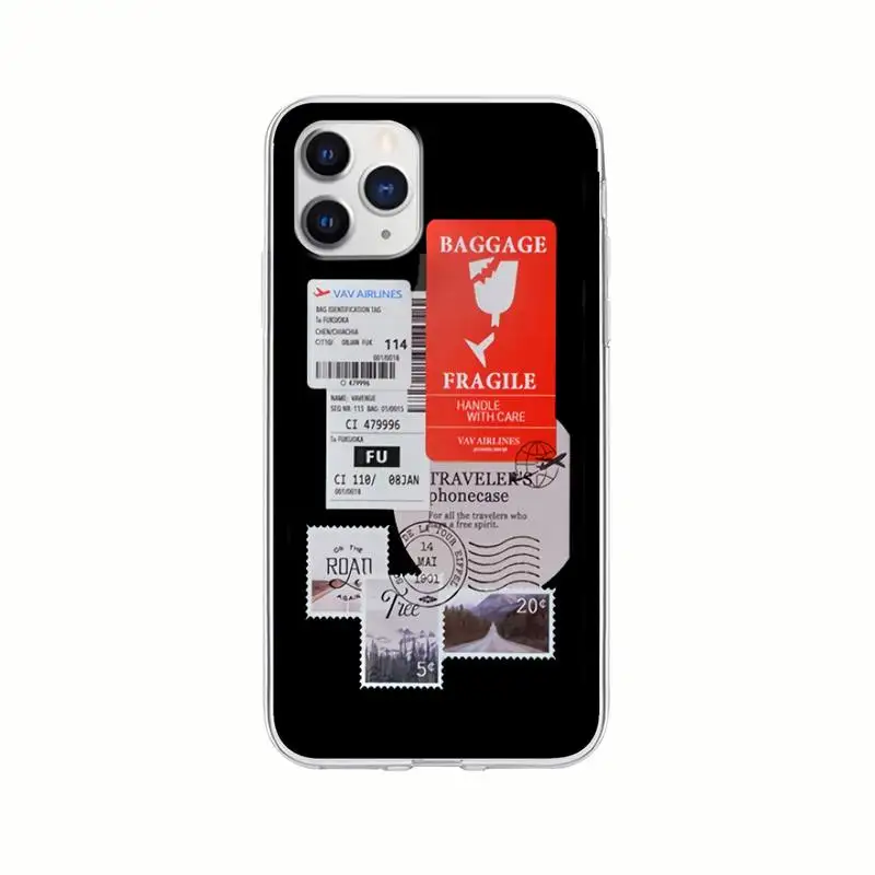 

Fashion Air Ticket Label Transparent Phone Cover Clear Case For Xiaomi Redmi K30s Ultra Note 8 9 Pro Max 9s 10T Pro 11 10 Lite