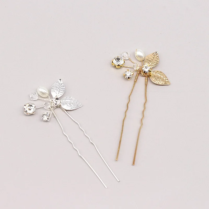 Женская заколка для волос из сплава u образная в форме листа аксессуар свадебной