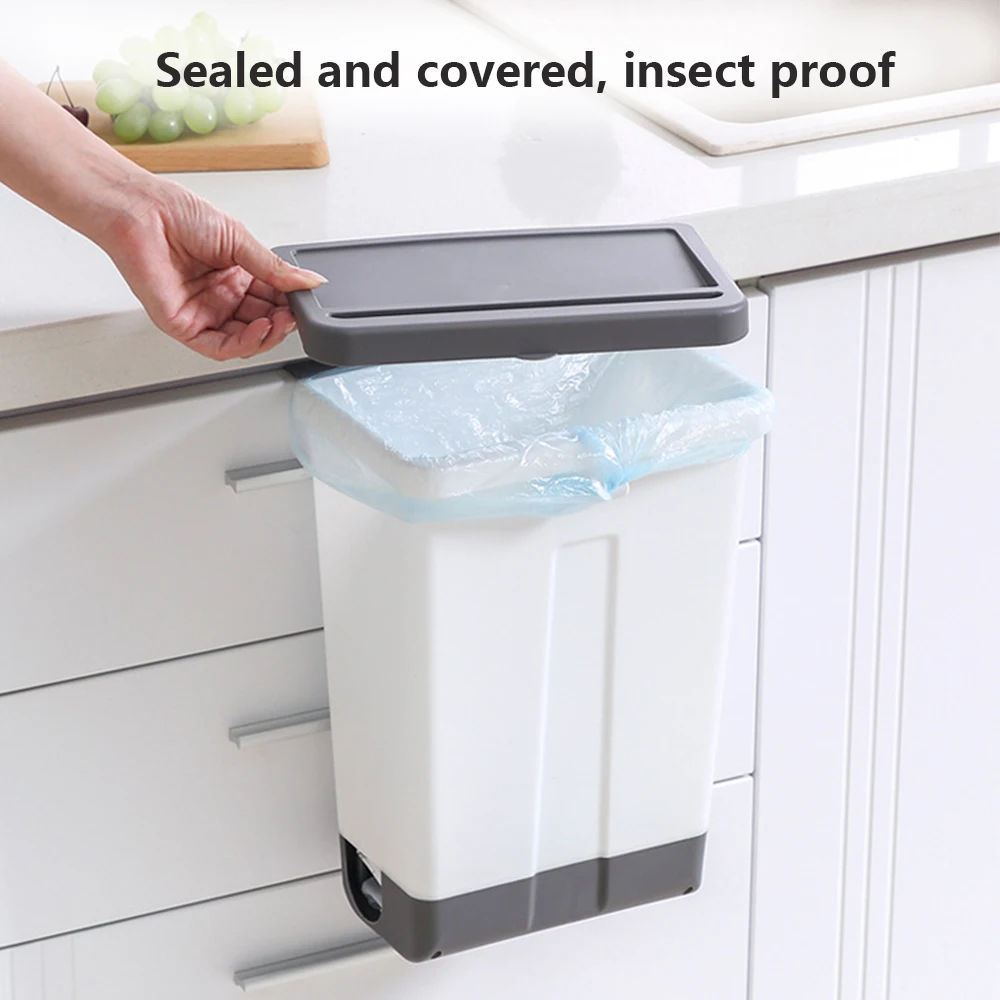 Пластиковый настенный мусорный бак кухонный мусорное ведро держатель для