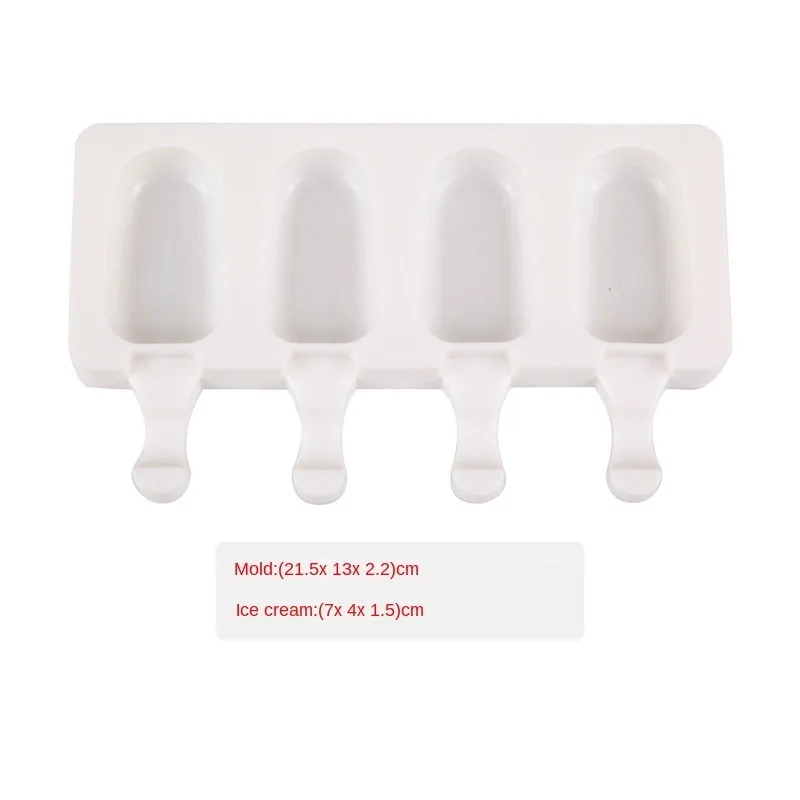 

Silicone Ice Cream Mold Popsicle Molds DIY Homemade Dessert Freezer Fruit Juice Ice Pop Maker 4 Cell Mould with Wooden Sticks